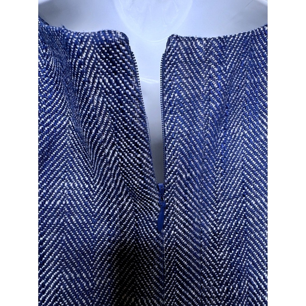 J. CREW Womens Blue Herringbone Layered Sleeveless Sheath Dress 4 Preppy Office - Picture 12 of 13